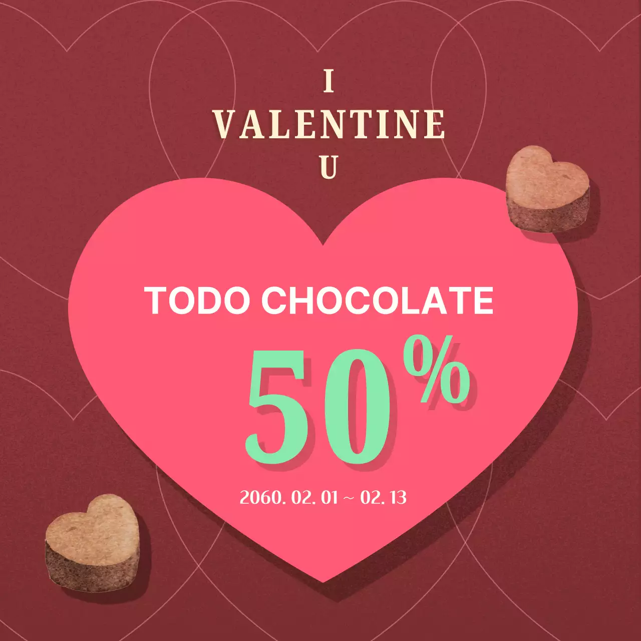 Promueva un evento de San Valentín retro y moderno en rosa y menta