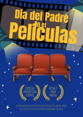 Anuncio de moda en azul y amarillo para la película del Día del Padre