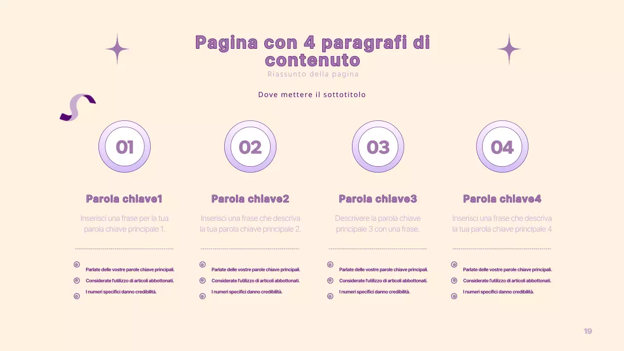 Una semplice presentazione PM in giallo e viola
