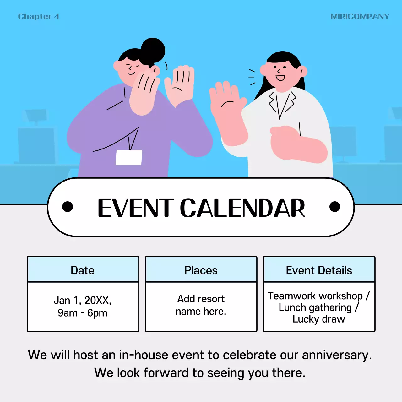 Um anúncio de um ano de RH cinzento e arco-íris