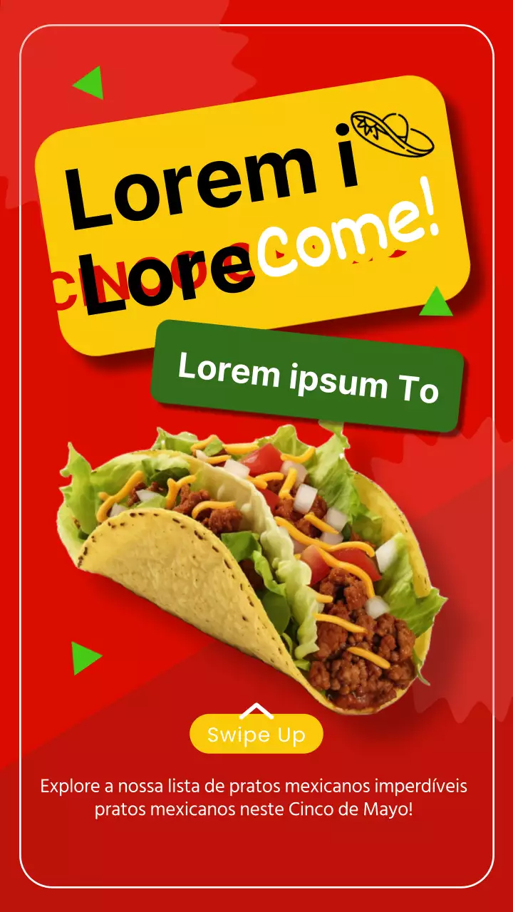 Publicidade a vermelho e amarelo para o Cinco de Mayo Eats