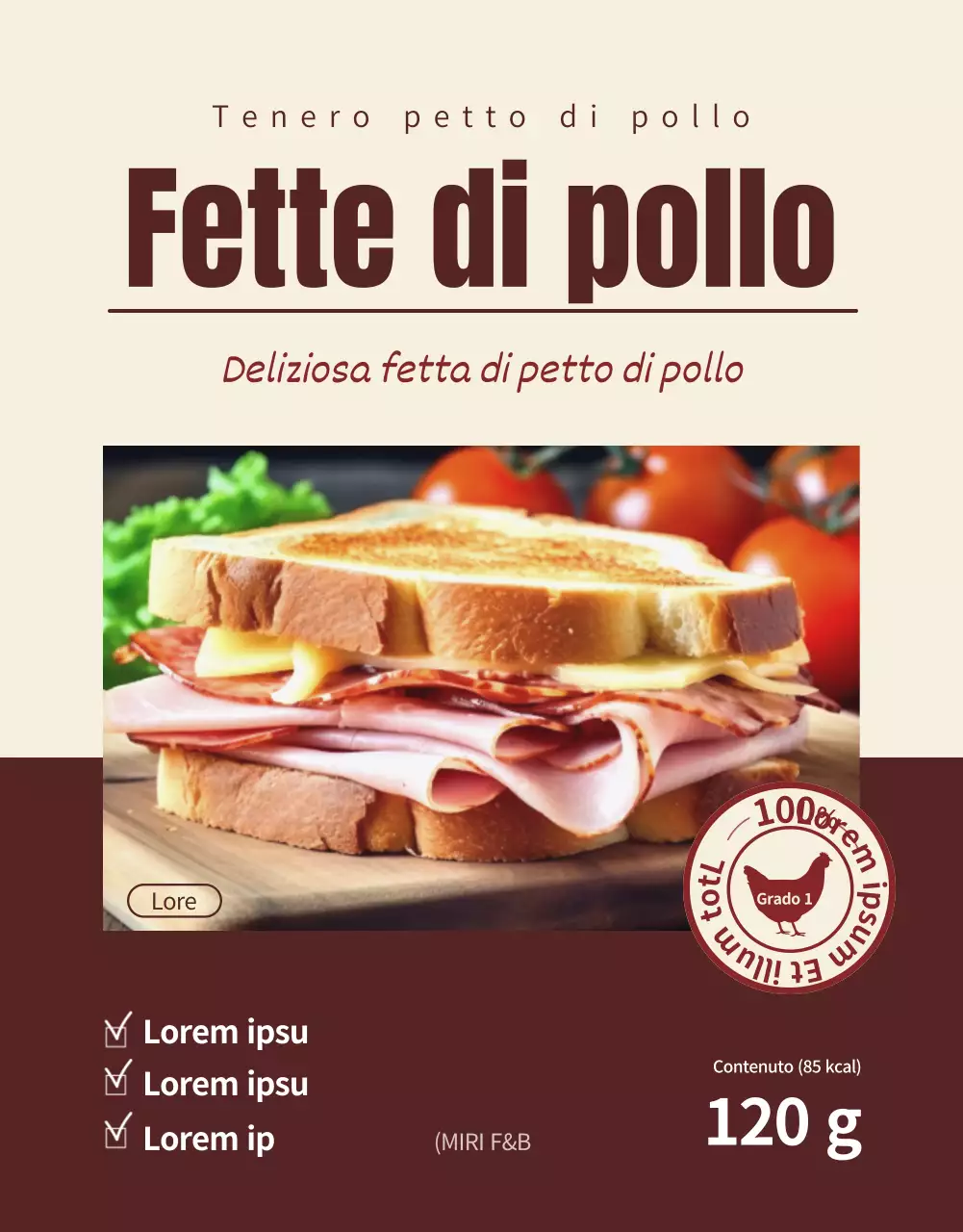 Promuovere una dieta semplice Petto di pollo in marrone e beige