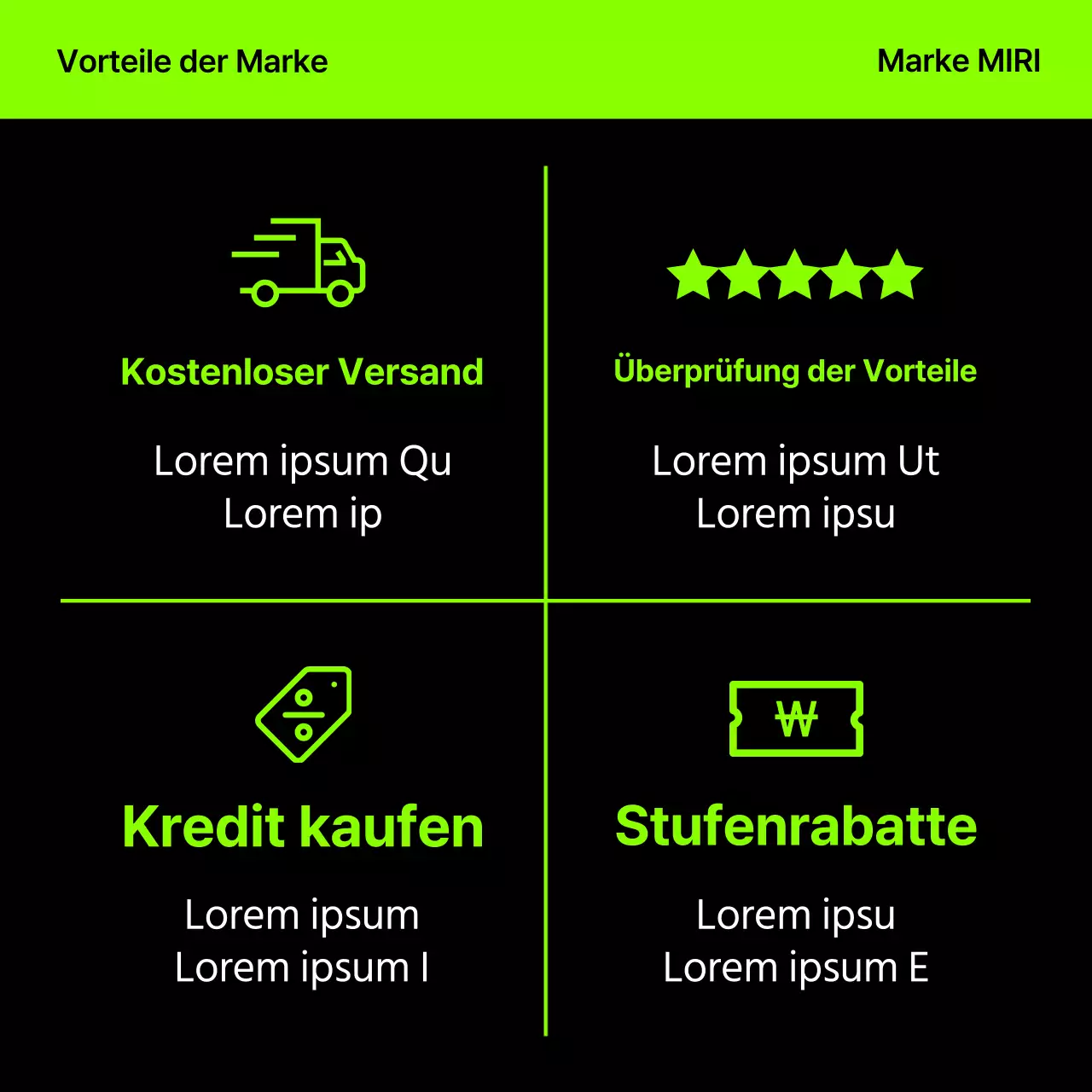 Eine hippe, neon-schwarze Branding-Fibel