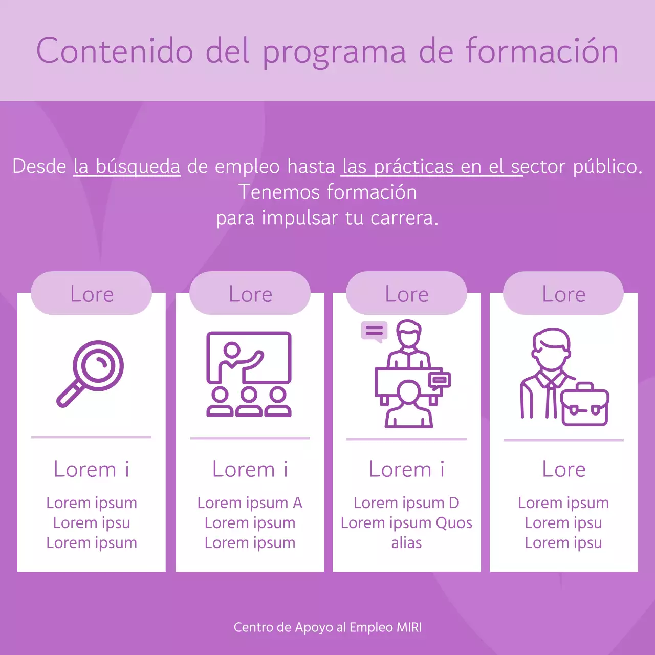 Una sencilla propuesta morada y malva para un programa de salto profesional femenino