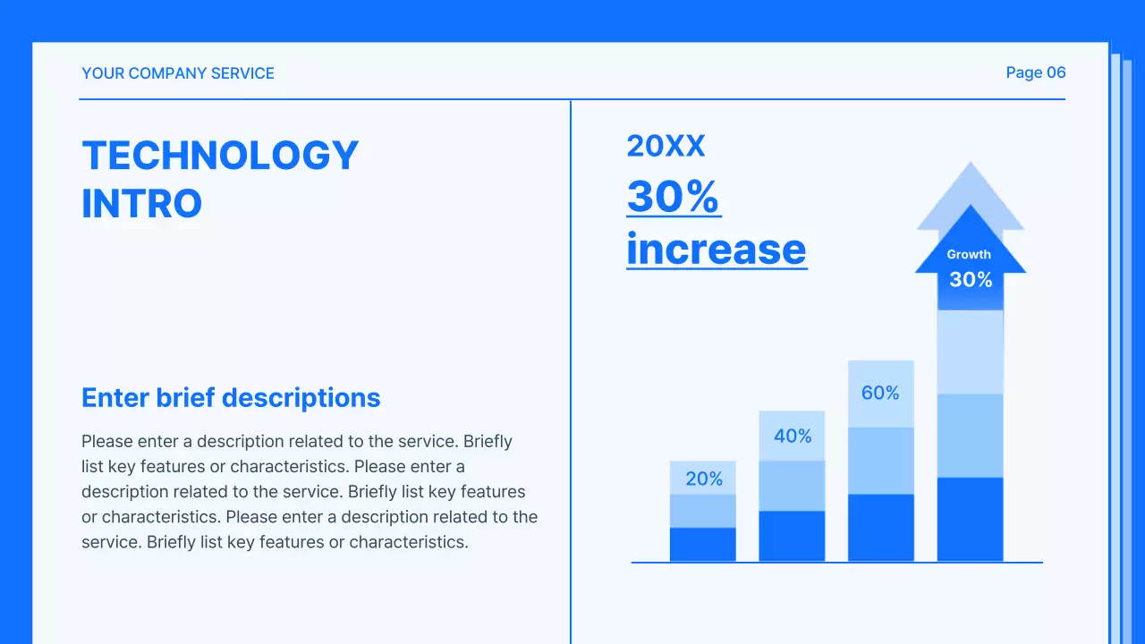파랑과 흰색의 심플한 서비스 소개 제안서