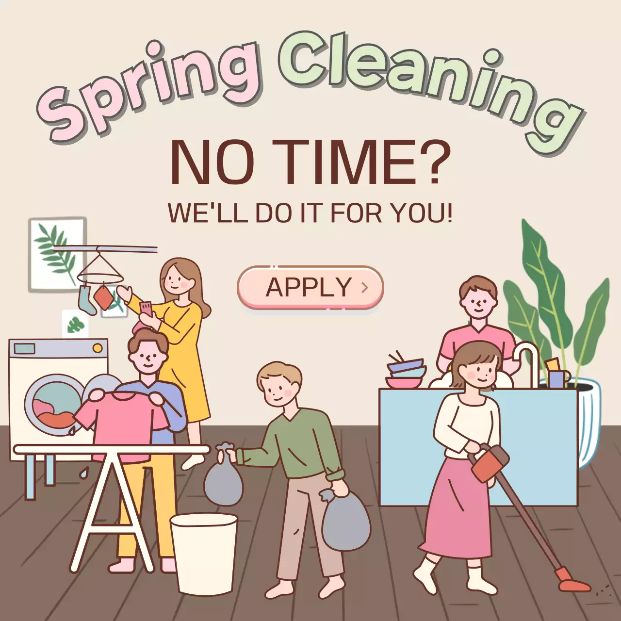 Beige Minimal Cleaning Promotion Social Media Post