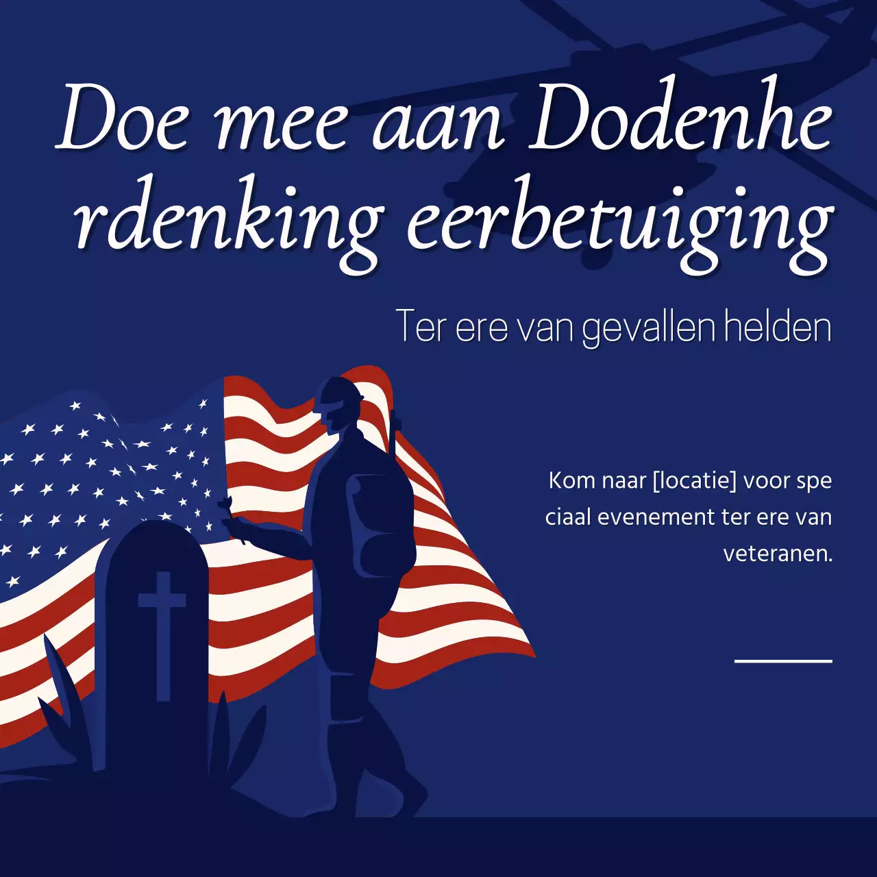 Navy en witte gedurfde herdenkingsboodschap