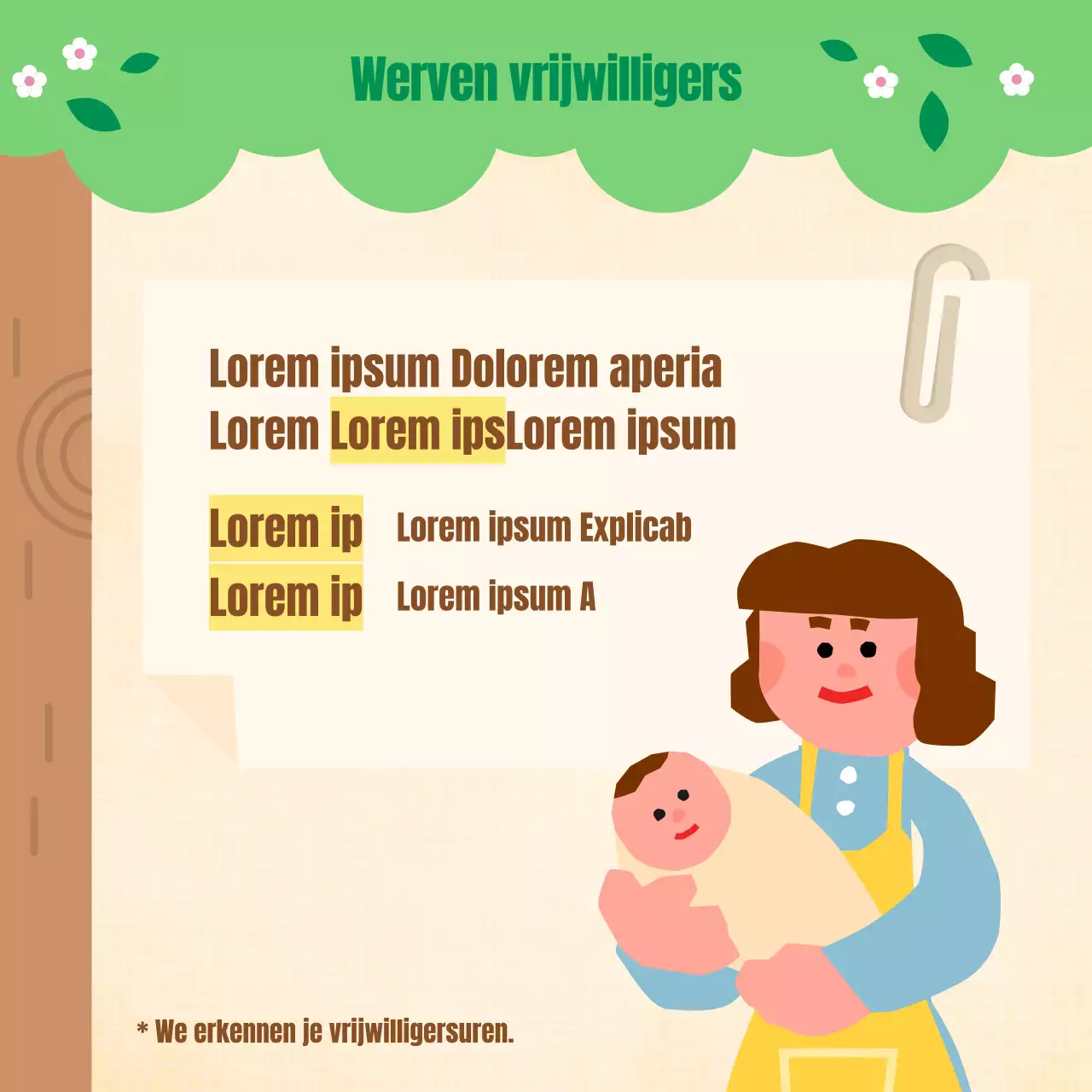 Minimalistische nieuwsbrief voor de publieke sector in chartreuse en bruin