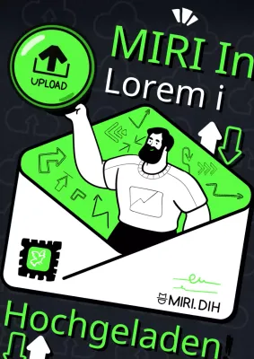 Werbung für einen Newsletter im Pop-Art-Stil in Schwarz und Chartreuse