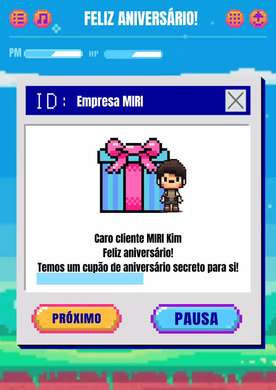 Desejos de aniversário em estilo retro em azul claro e cor-de-rosa