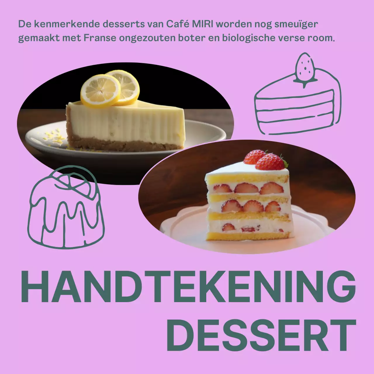 Eenvoudige café aankondiging in geel en bruin