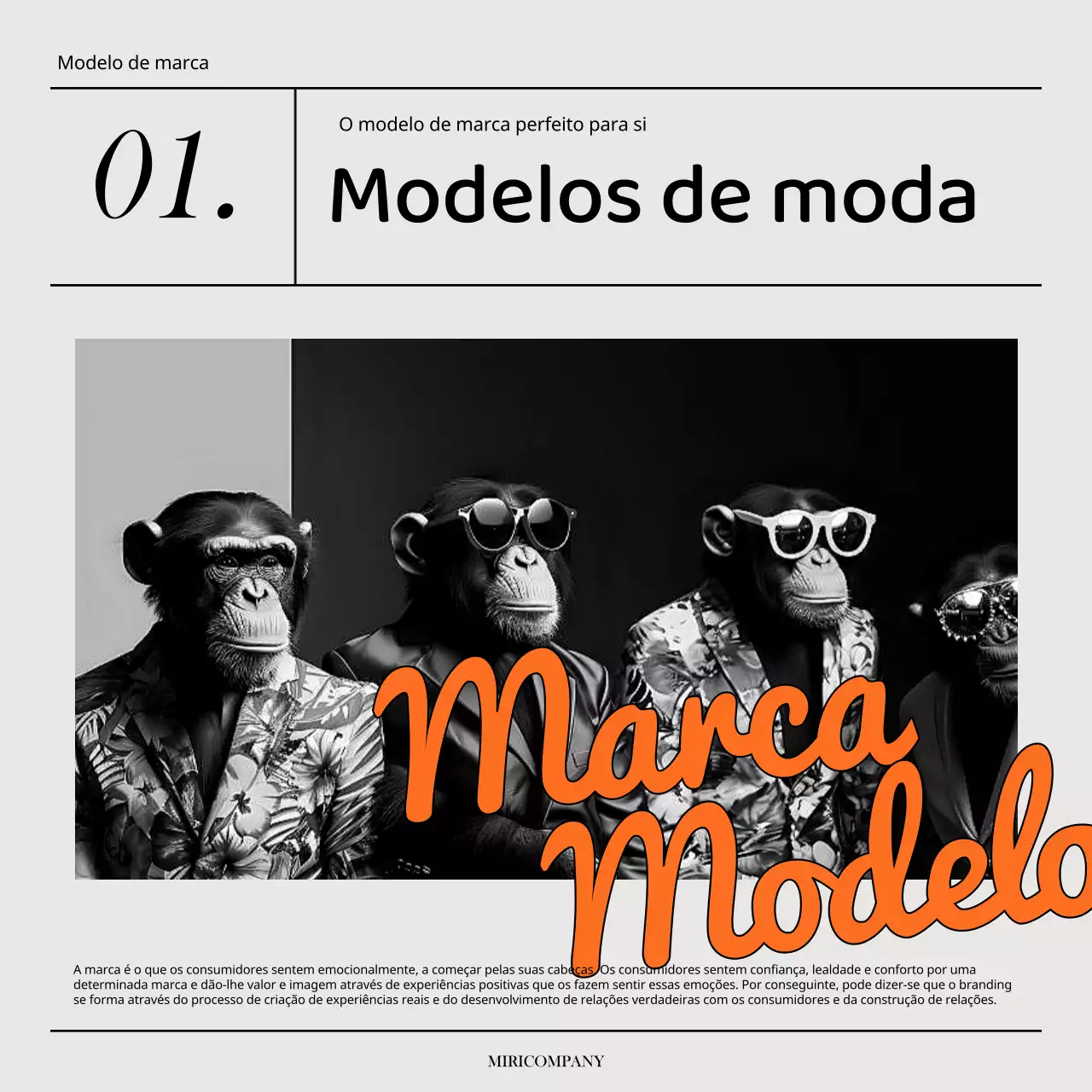 Um briefing de marca simples em cinzento e laranja