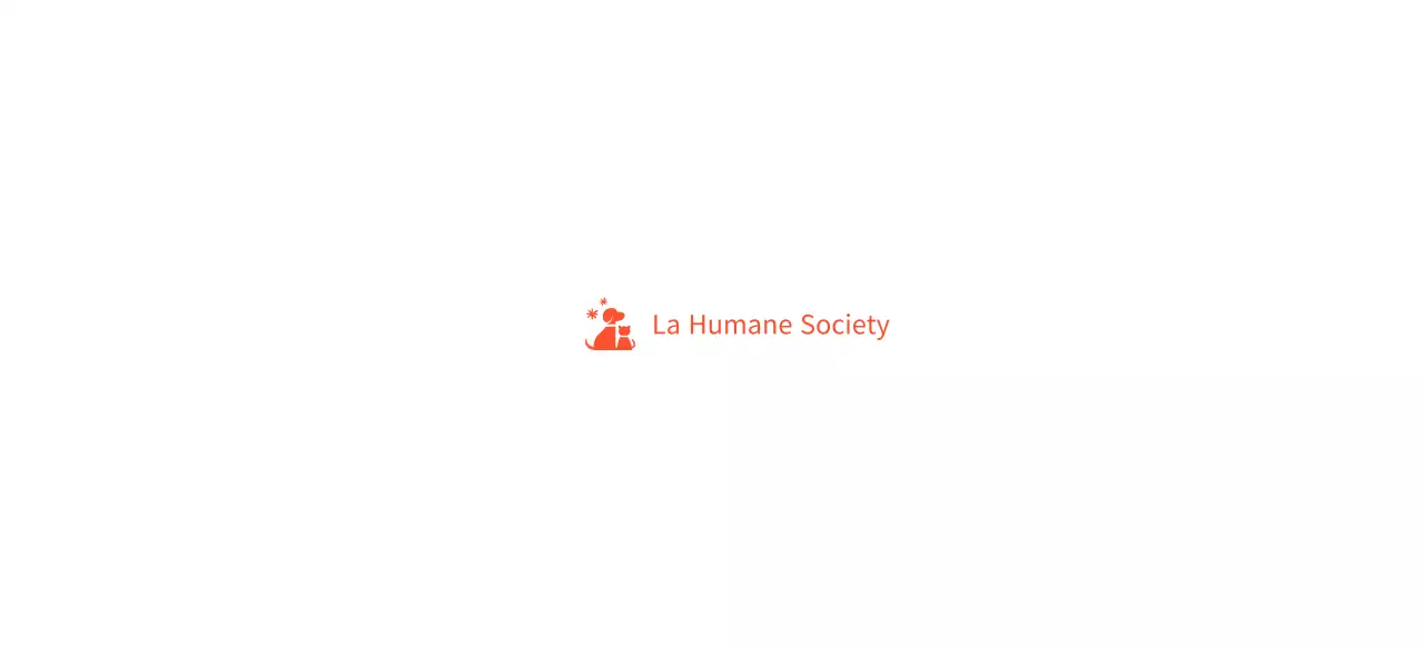 Associazione per la protezione degli animali con un simpatico logo illustrato di un cane e un gatto in rosso.