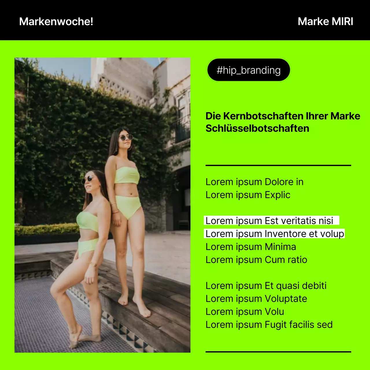 Eine hippe, neon-schwarze Branding-Fibel