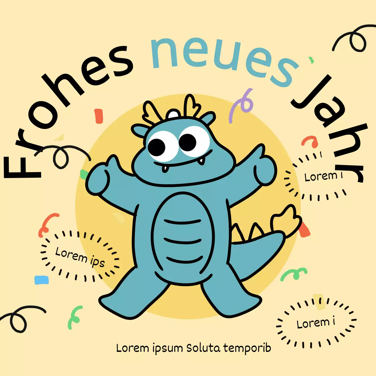 Eine hübsche blau-gelbe Verkaufsanzeige zum Mondneujahrsfest