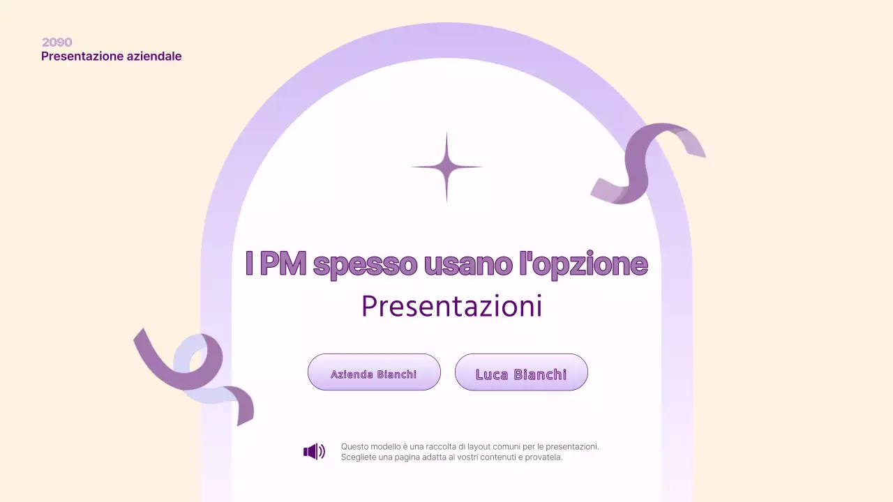 Una semplice presentazione PM in giallo e viola