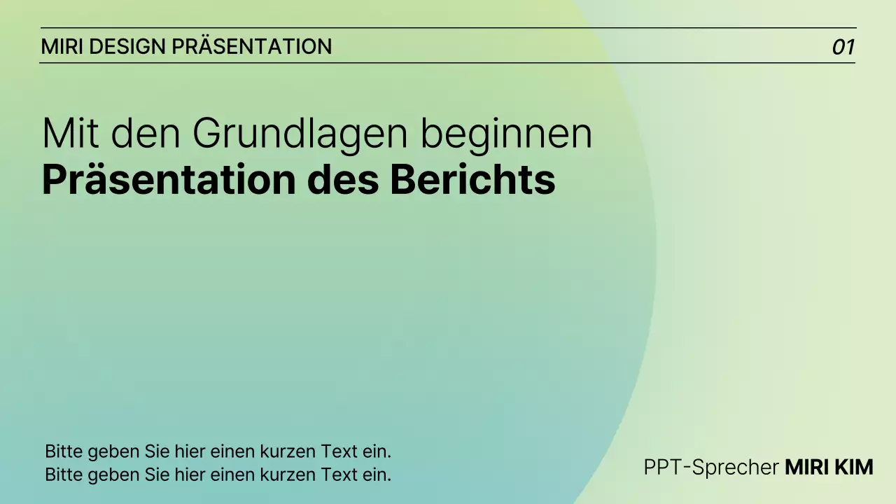 Ein einfacher, lindgrüner Präsentationsbericht
