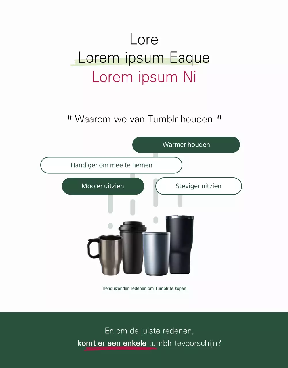 Een minimalistische wit met groene Tumblr advertentie voor nieuwkomers