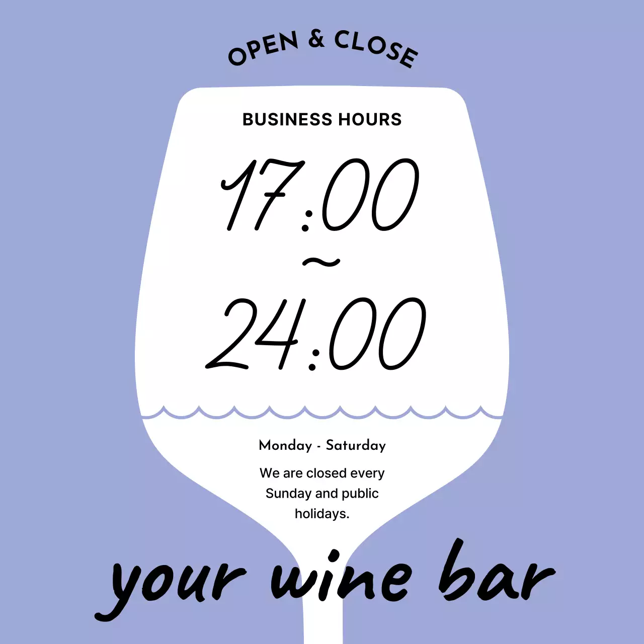 Blue Simple Business Hours Notice Social Media Post