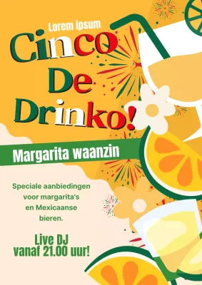 Geel en Groen Trendy Cinco de Mayo Drankjes Evenement Publiciteit