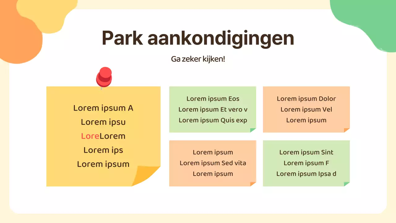 Oriëntatiepresentatie voor het gele kinderdagverblijf