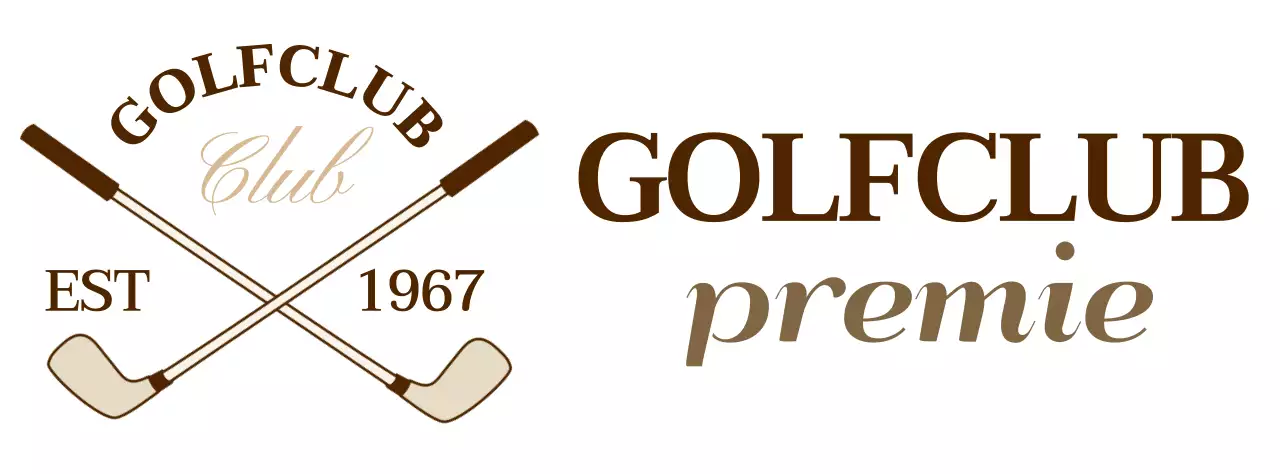 Golfclubs met bruin gekleurd golfclublogo voor een eersteklas gevoel