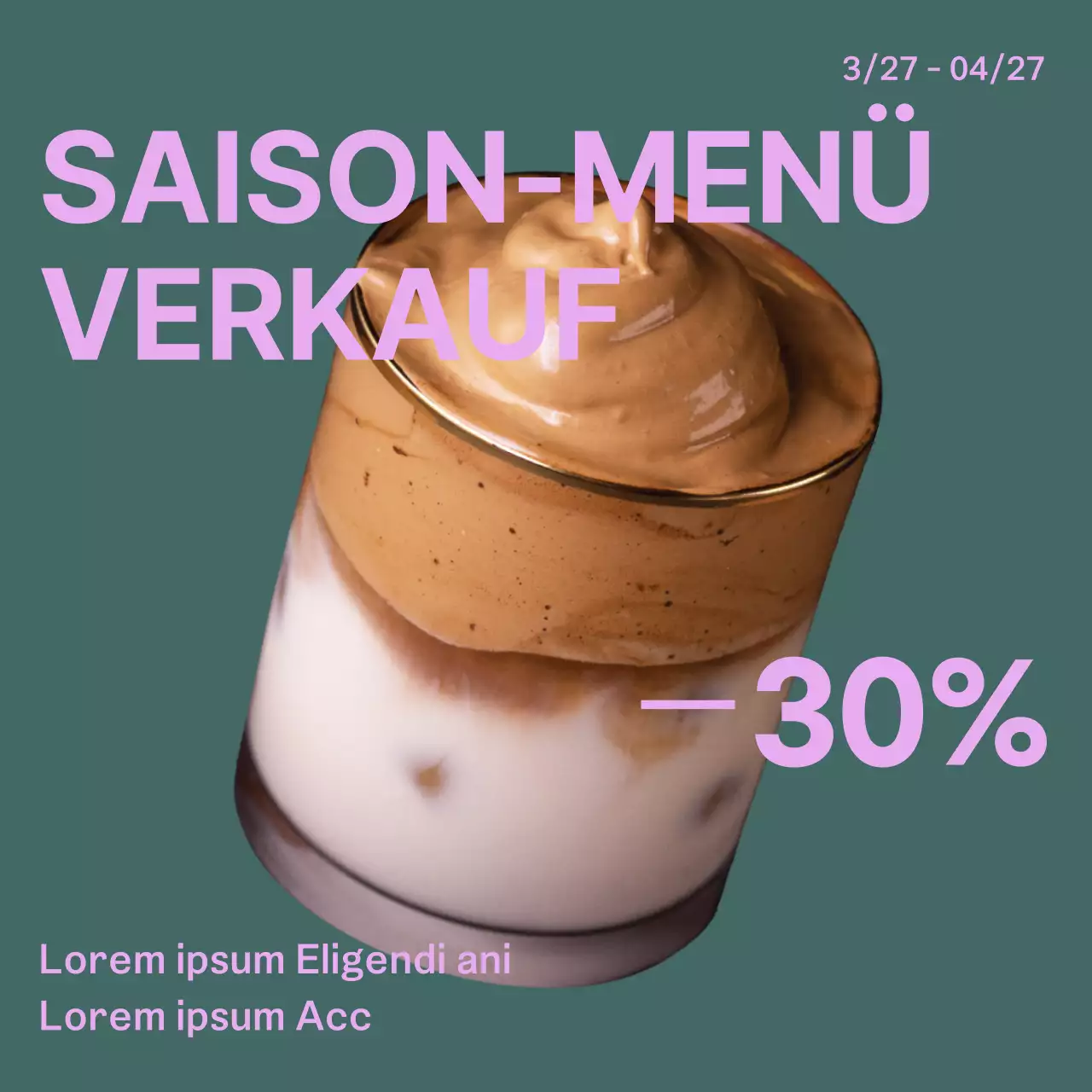 Schlichter Café-Aushang in Gelb und Braun