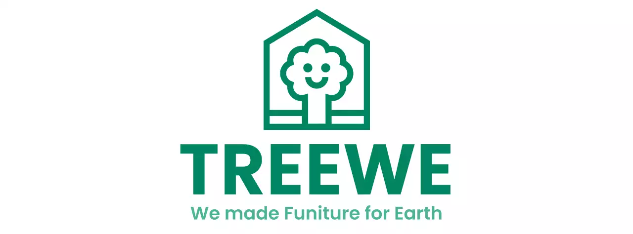 Furniture company design with brand logo featuring a tree in a house