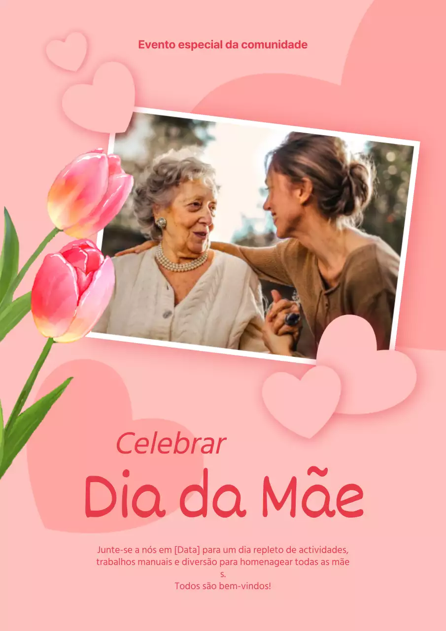 Promover um evento simples do Dia da Mãe em cor-de-rosa
