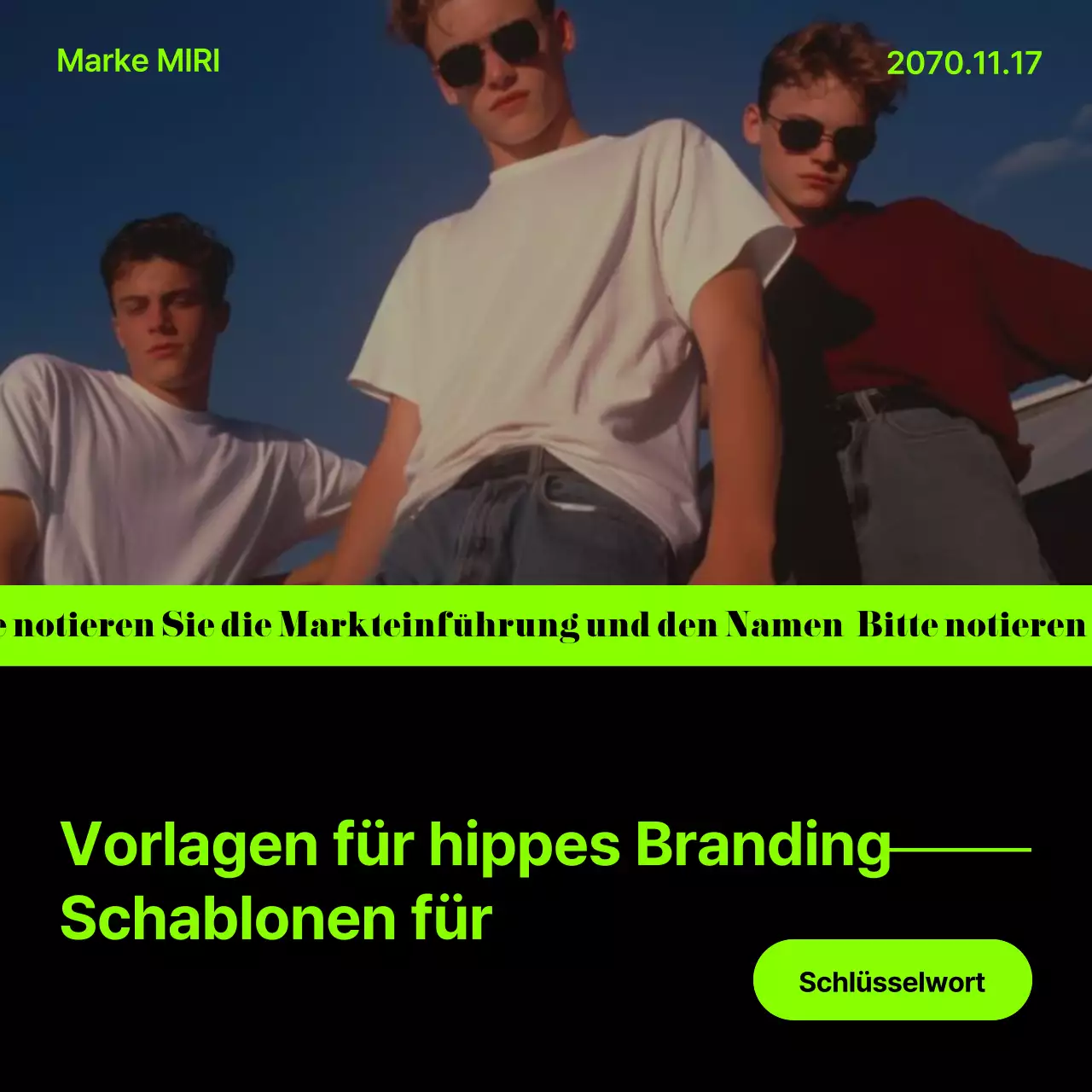 Eine hippe, neon-schwarze Branding-Fibel