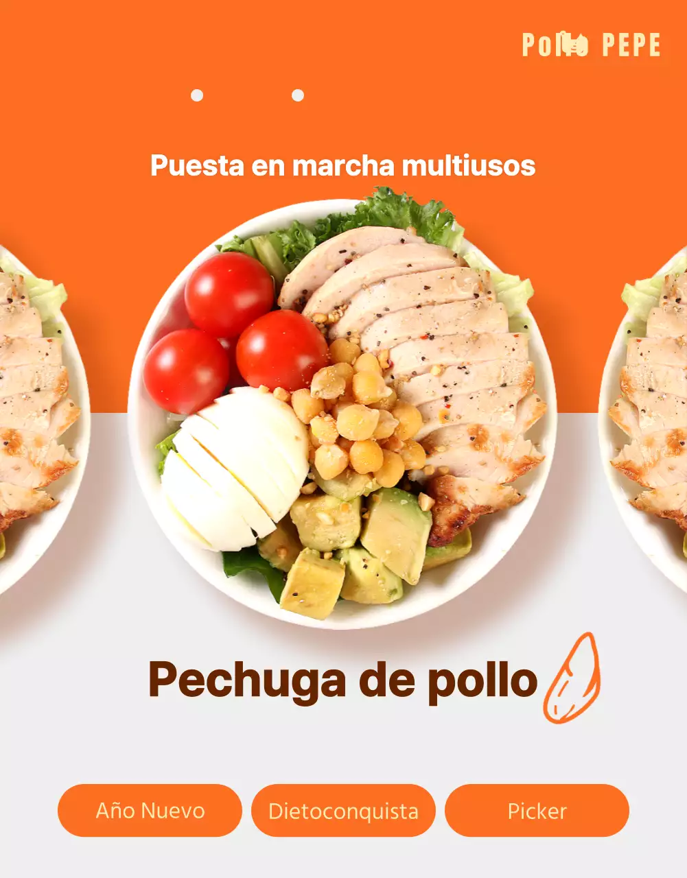Promover Pechugas de Pollo de Simple Diet en Naranja y Marrón
