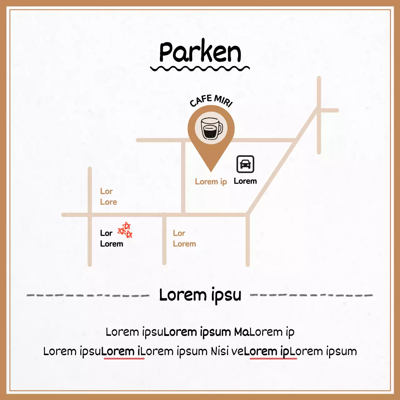 Braune, gemütliche Cafe-Ankündigungen