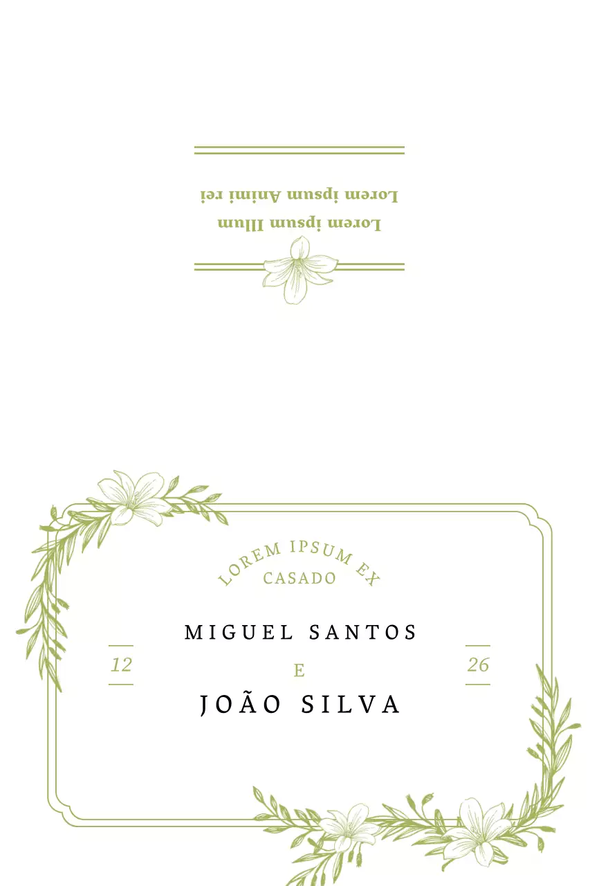 Convite elegante com ilustração de uma planta verde e moldura