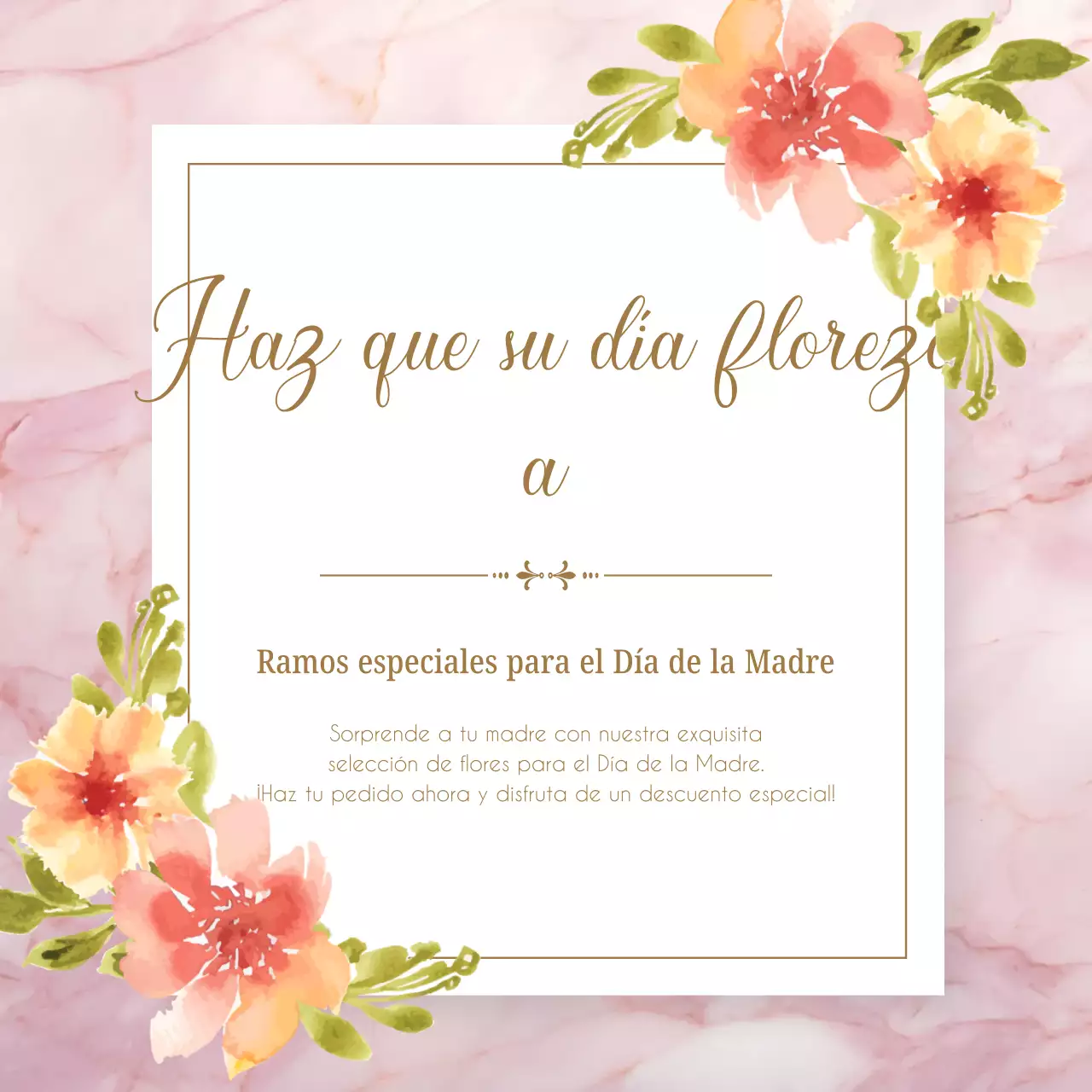Elegante evento floral rosa y verde para el Día de la Madre Publicidad