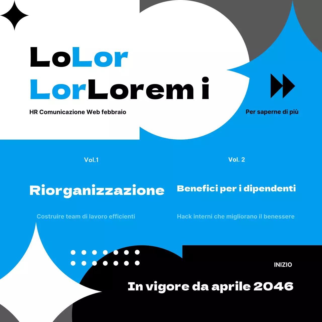 Annuncio di una riorganizzazione trendy in blu