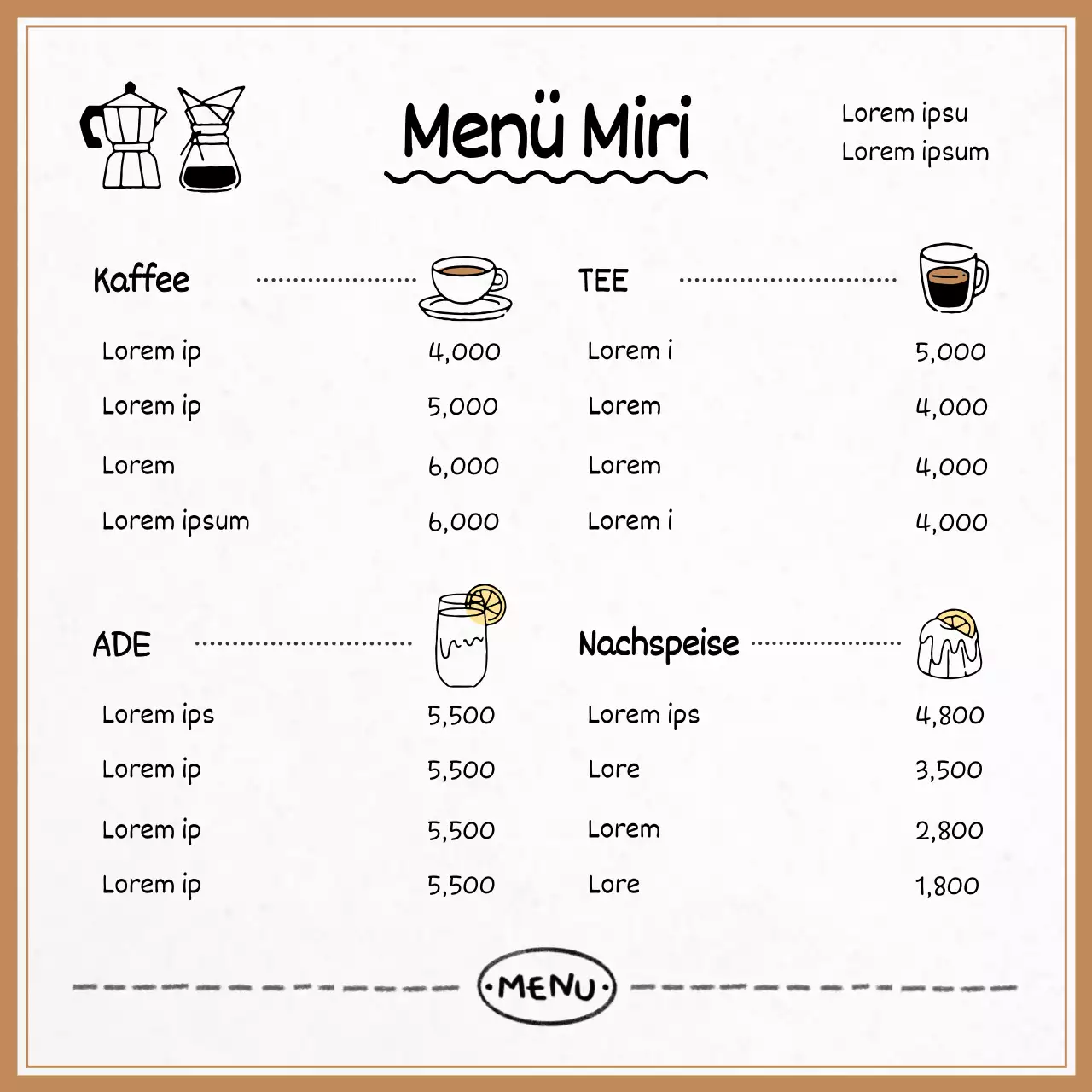 Braune, gemütliche Cafe-Ankündigungen