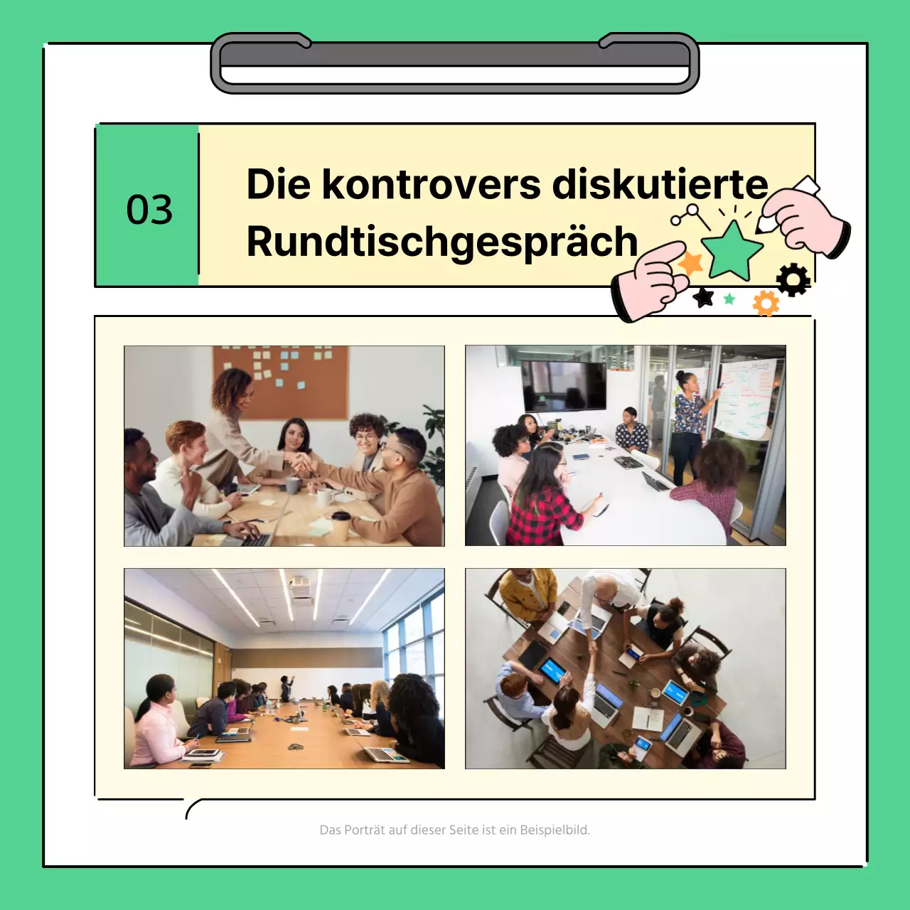 Ein einfacher grüner und gelber Bericht über die Ergebnisse der regionalen Treffen