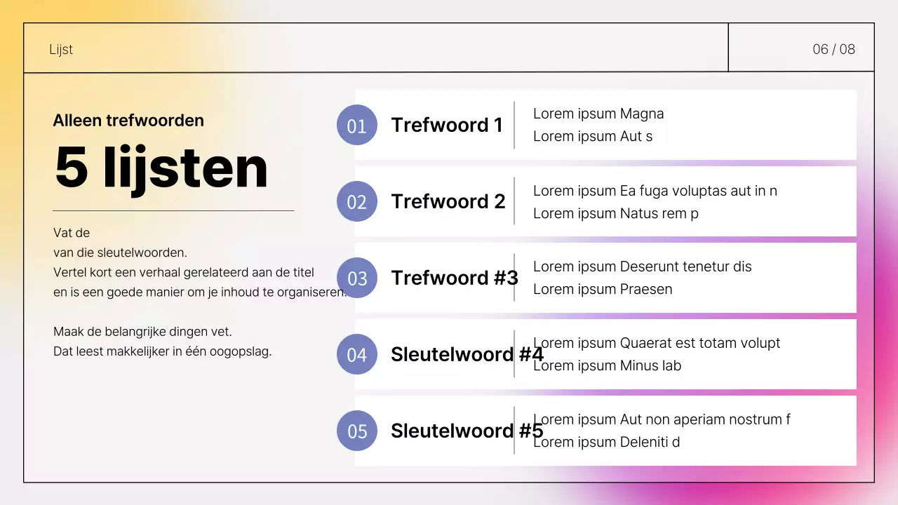 Eenvoudige, presentabele handgeschreven rapporten in paars en geel