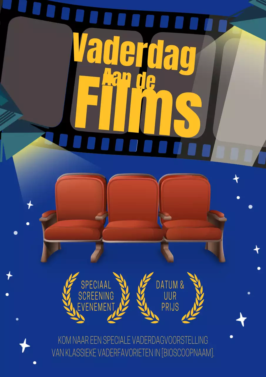 Blauw en Geel Trendy Vaderdag Filmavond Advertentie