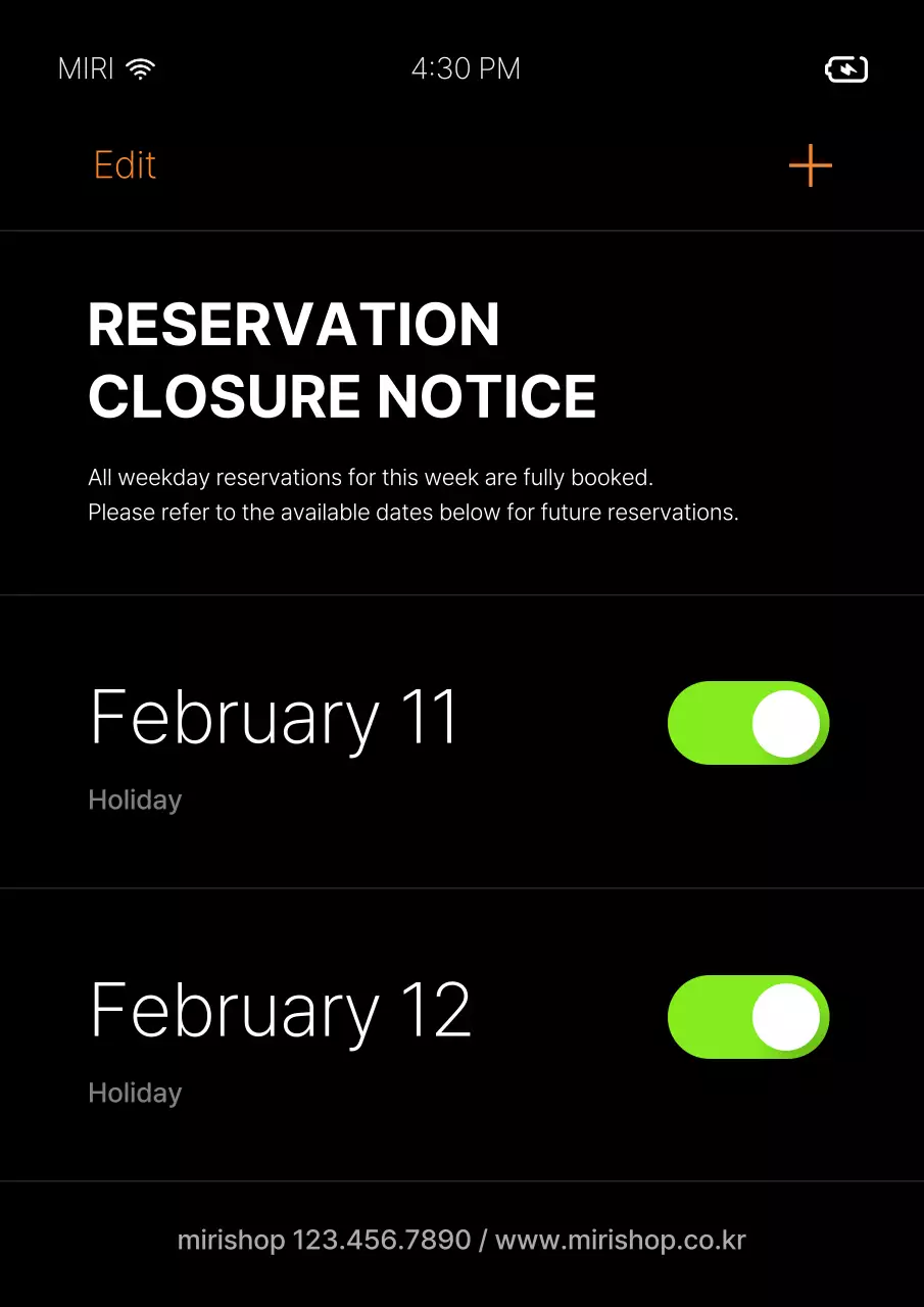 Black Modern Reservation Notice Poster