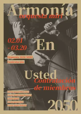 Una orquesta clásica de color beige y rojo busca socios.