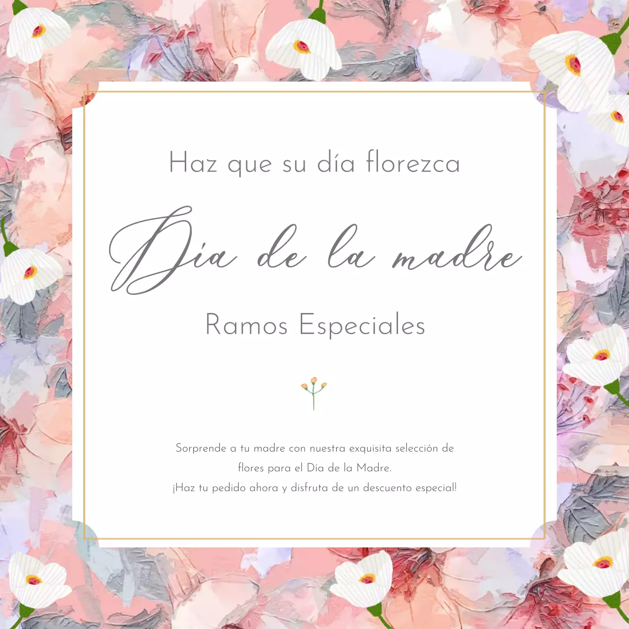 Elegante evento floral rosa y blanco para el Día de la Madre Publicidad