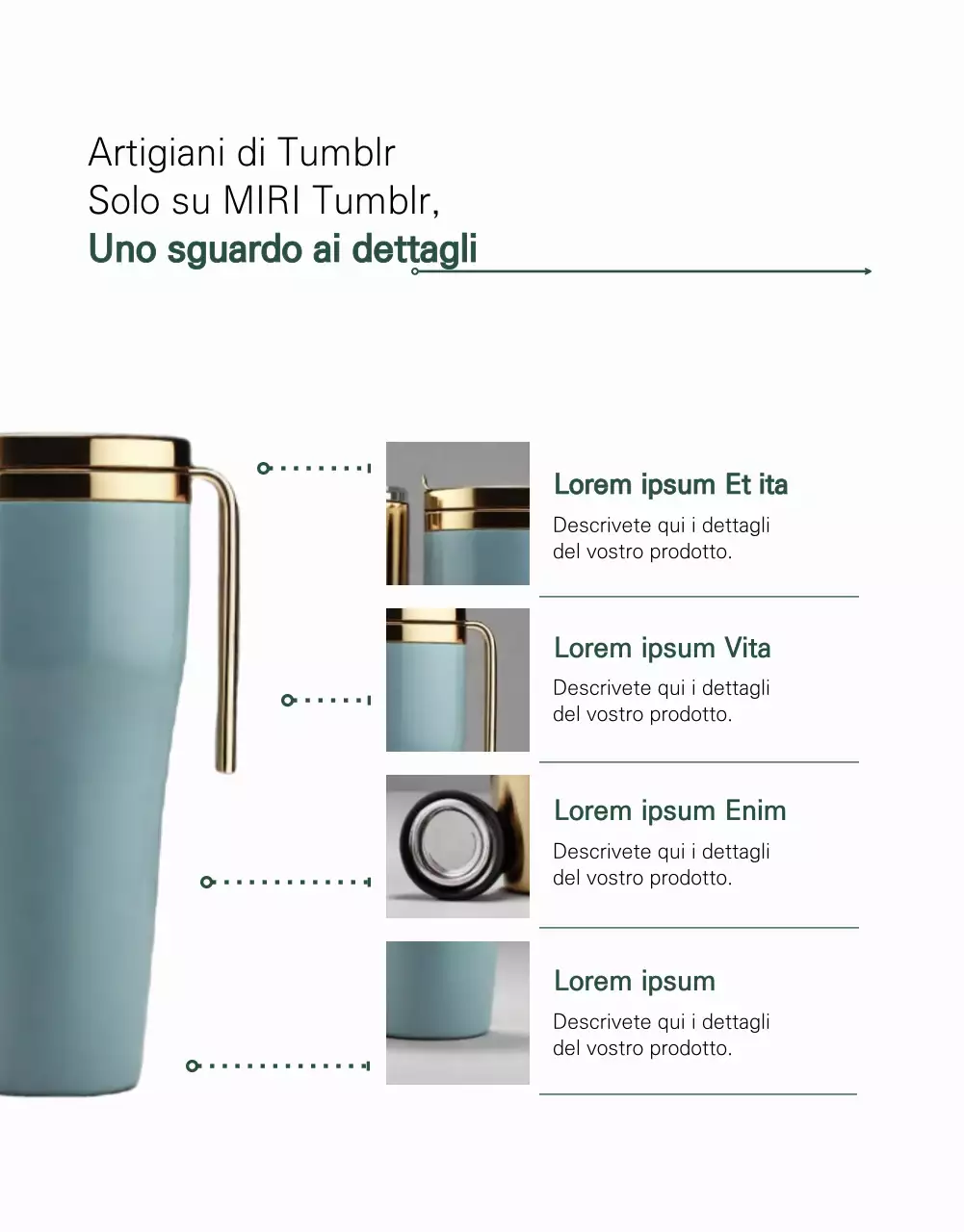 Una pubblicità minimalista dei nuovi arrivi di Tumblr in bianco e verde.