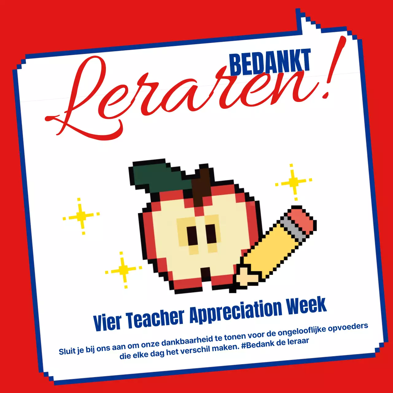 Rood-wit Retro Lerarendag Viering Advertentie