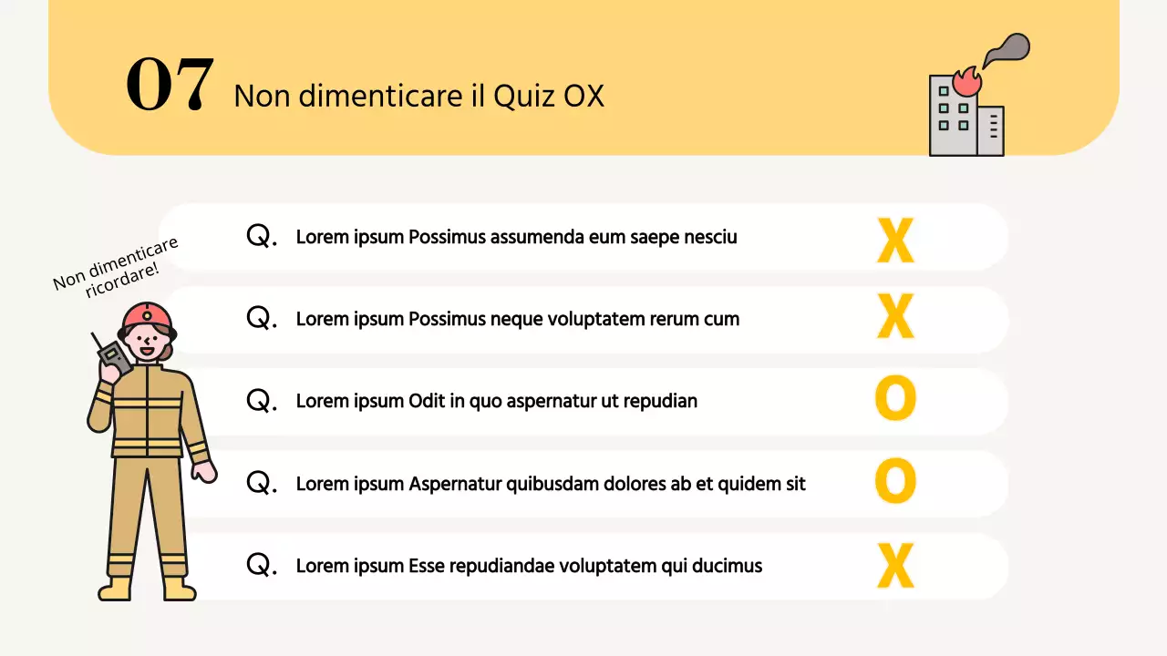 Materiale di formazione sulla sicurezza antincendio semplice e giallo