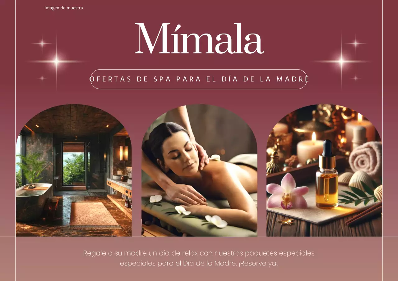 Publicidad de un elegante evento de spa rojo y blanco para el Día de la Madre