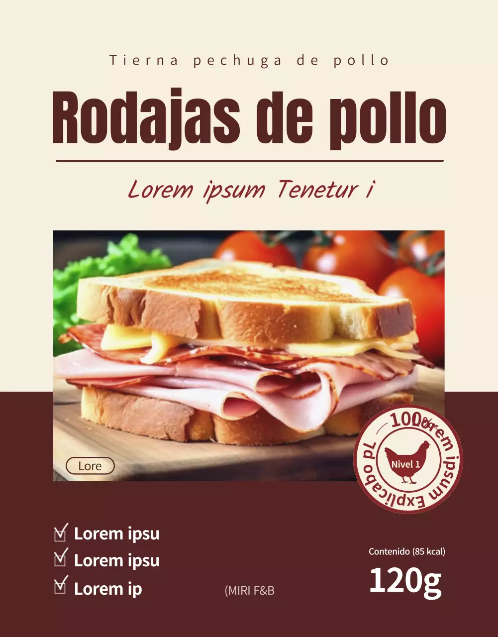 Promover una dieta sencilla pechuga de pollo en marrón y beige