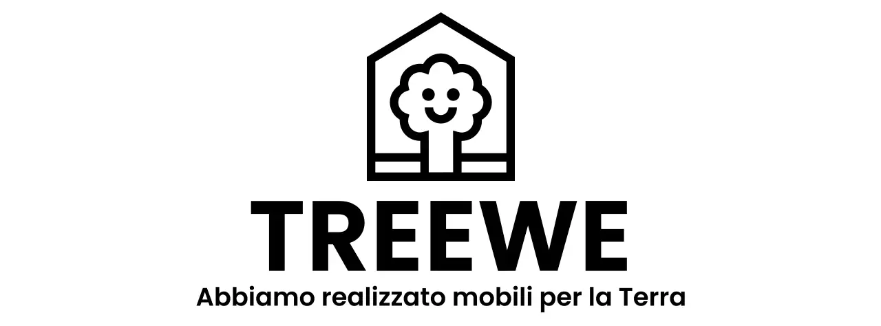 Design di un'azienda di arredamento con logo del marchio raffigurante un albero in una casa