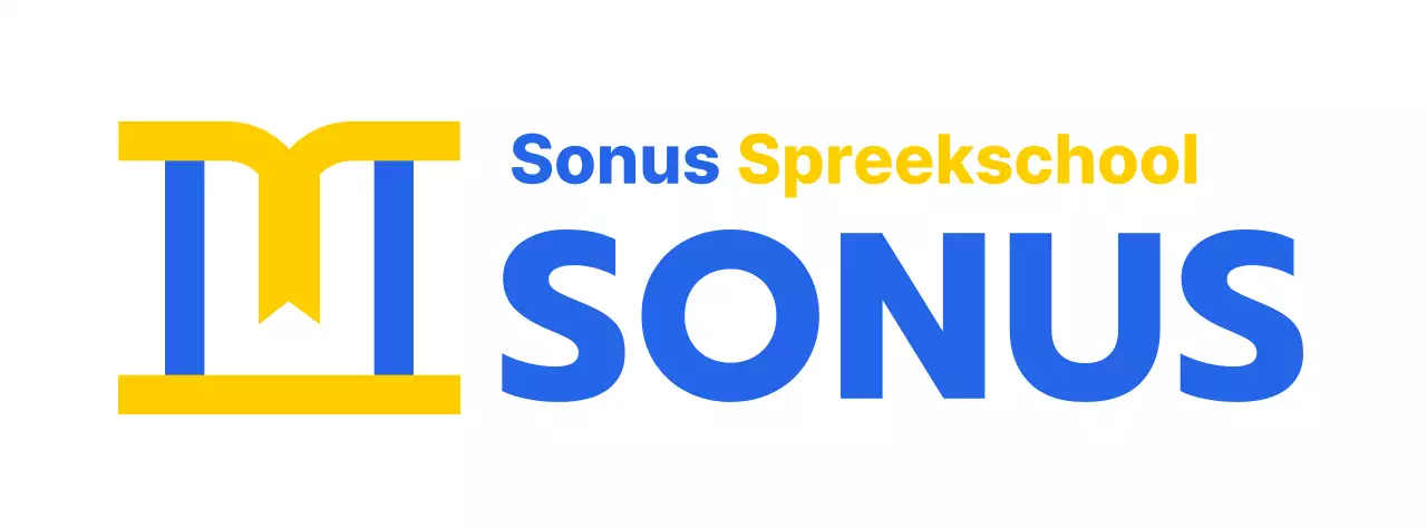 Spraakschool kleurontwerp met pictogram van een podium