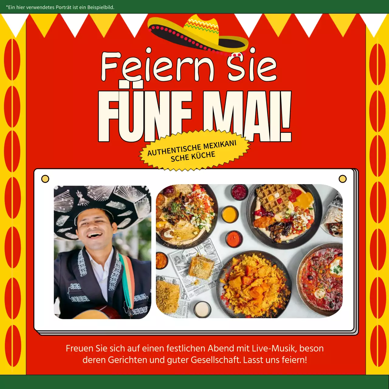 Rot und Grün Kitsch Mexikanisches Restaurant Veranstaltungswerbung